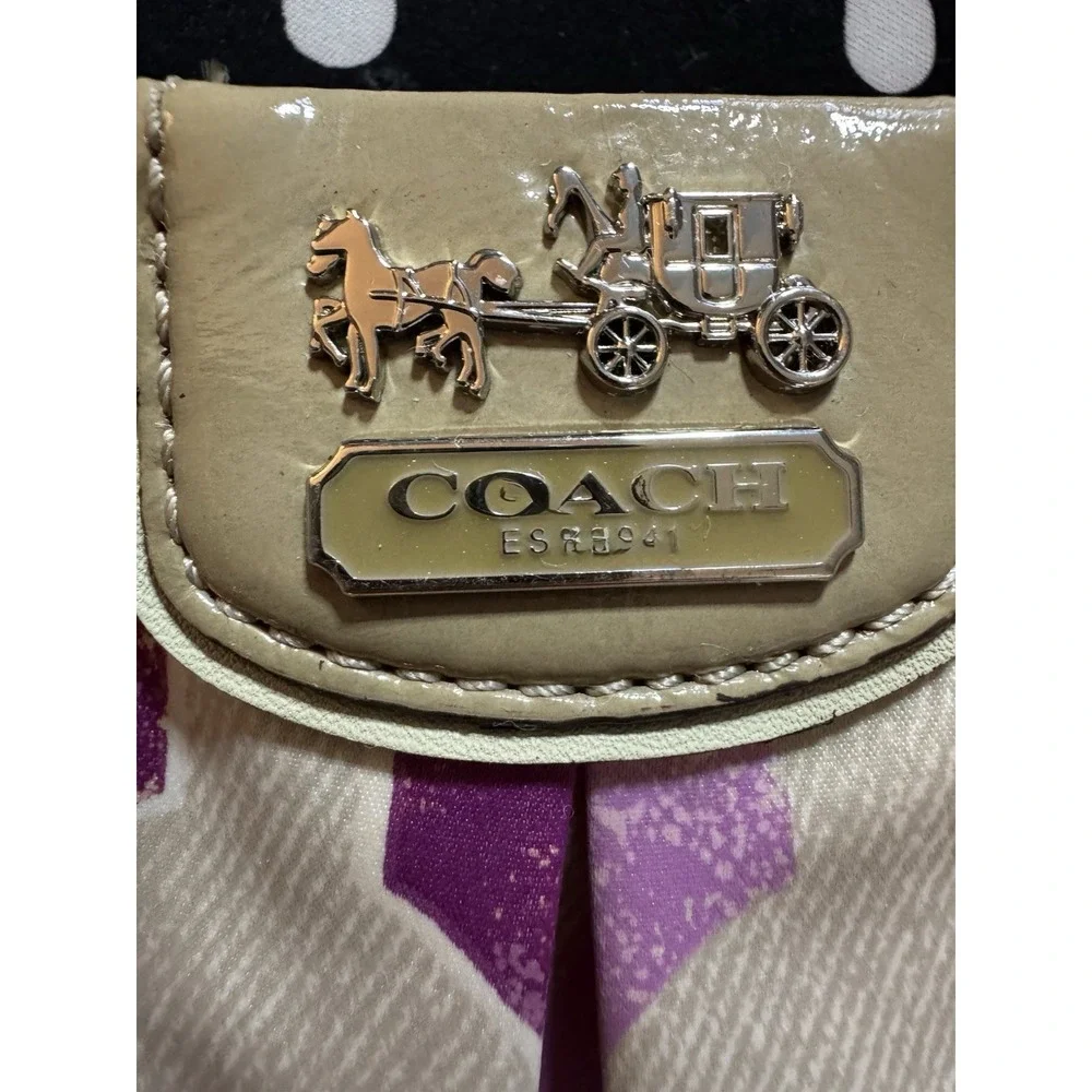 Coach Rare Hobo Bag Madison Signature Distressed Op Art Maggie Pink Purp #22289